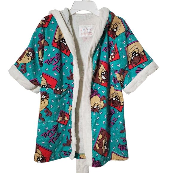 Vintage 90s Taz Looney Tunes Terry Cloth Robe Children's Size L 7-9 - Picture 1 of 12